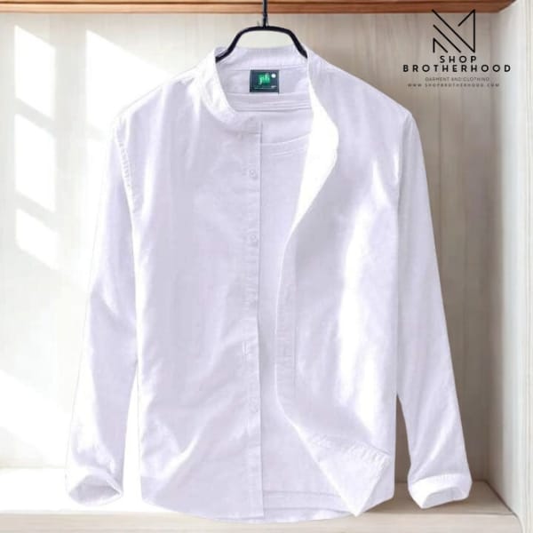 Casual shirt- Band Collar-White